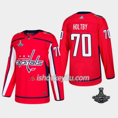 Mænd NHL Washington Capitals Trøje Braden Holtby 70 2018 Stanley Cup Champions Adidas Rød Authentic